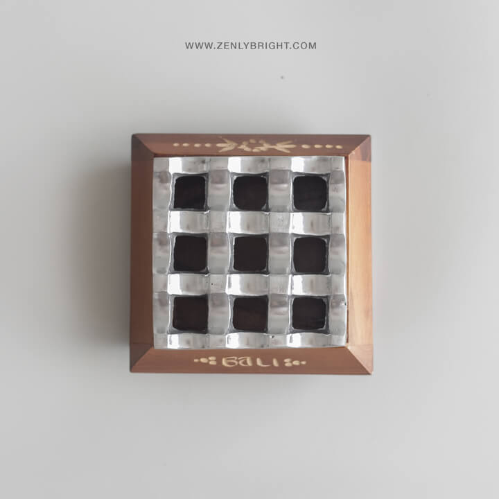 teak-wood-and-aluminium-ashtray-supplier-bali-9-holes-square-pointed